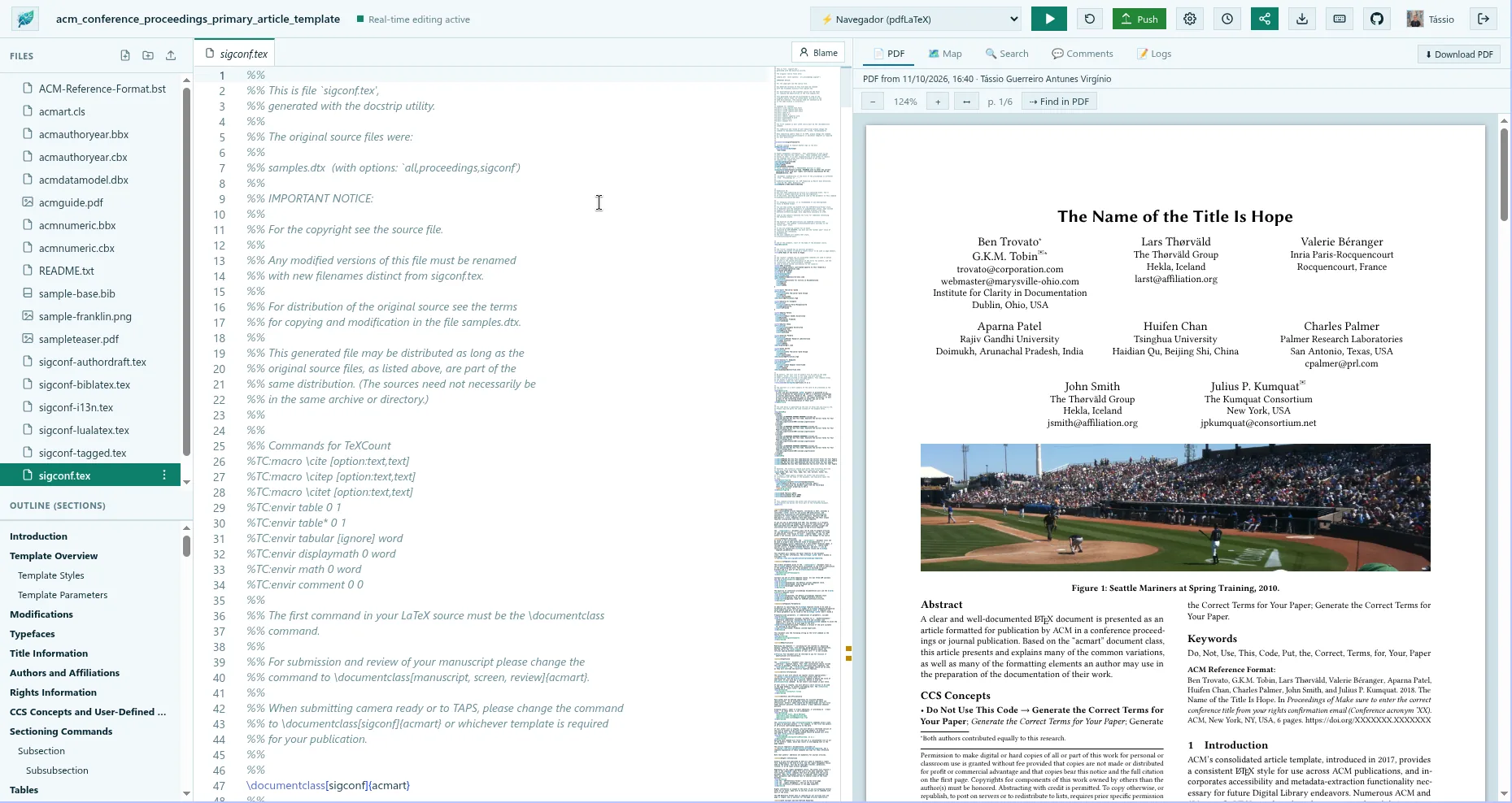 NeoLeaf editor in the light theme: LaTeX code and PDF side by side
