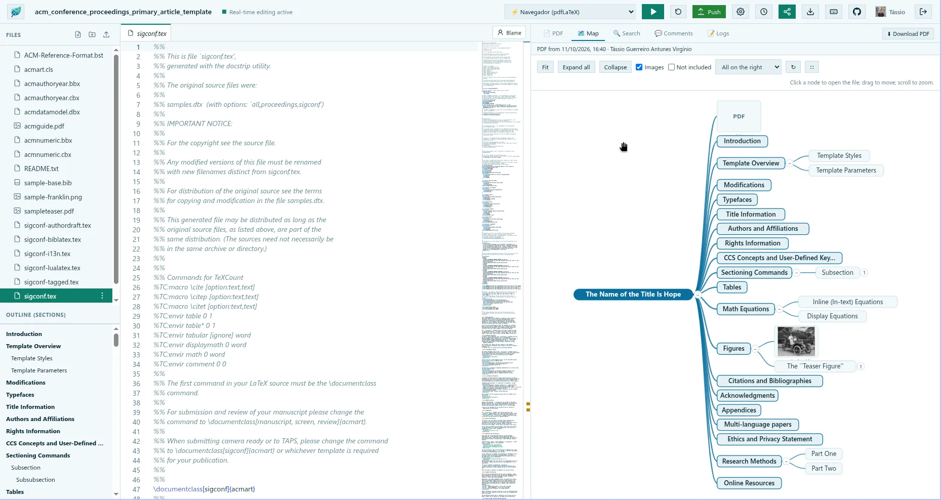 NeoLeaf Map tab in the light theme: paper structure as a mind map